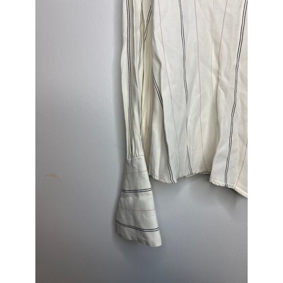 IZ California Women's Button Up Striped Long Sleeve Blouse Size M - Picture 2 of 8